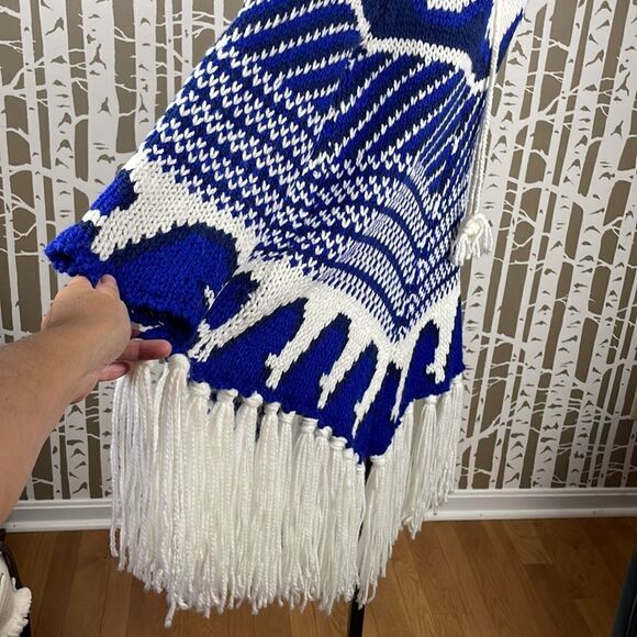 Boho Fringed Trim Sweater Mini Dress / Tunic sz XS - Picture 6 of 7